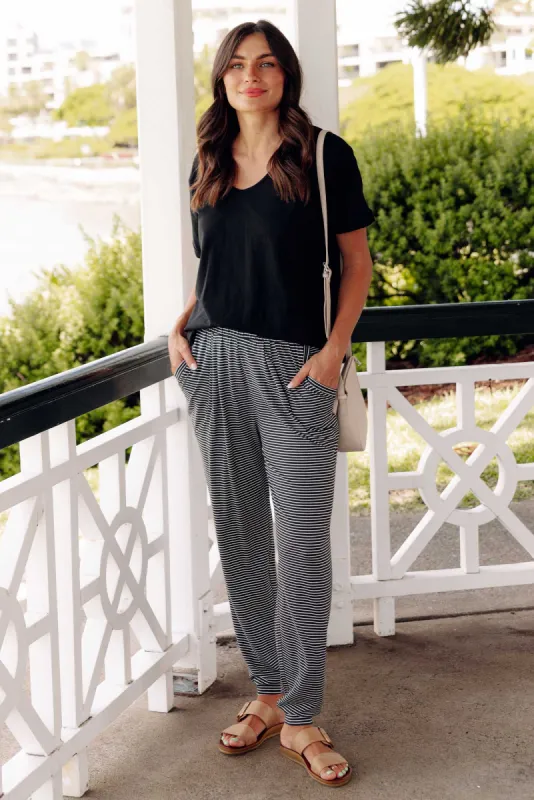 Charcoal Stripe Weekend Pants sold by Blue Bungalow