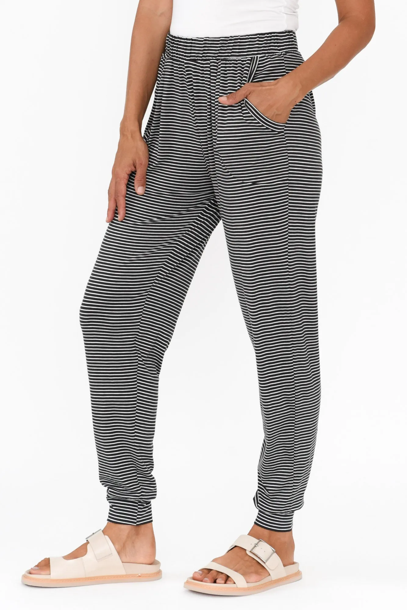 Charcoal Stripe Weekend Pants sold by Blue Bungalow product image thumbnail 4