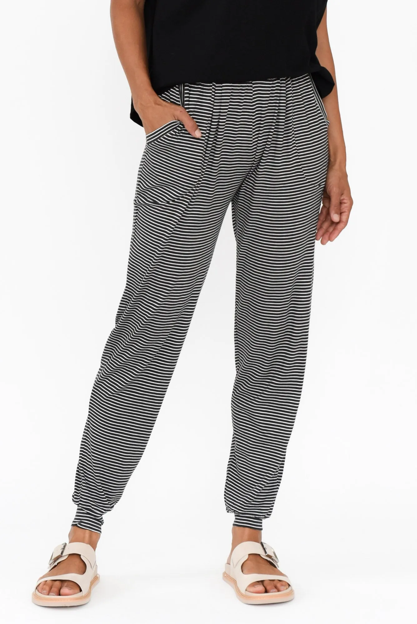 Charcoal Stripe Weekend Pants sold by Blue Bungalow product image thumbnail 2