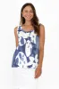 Katsia Blue Abstract Linen Cotton Tank sold by Blue Bungalow