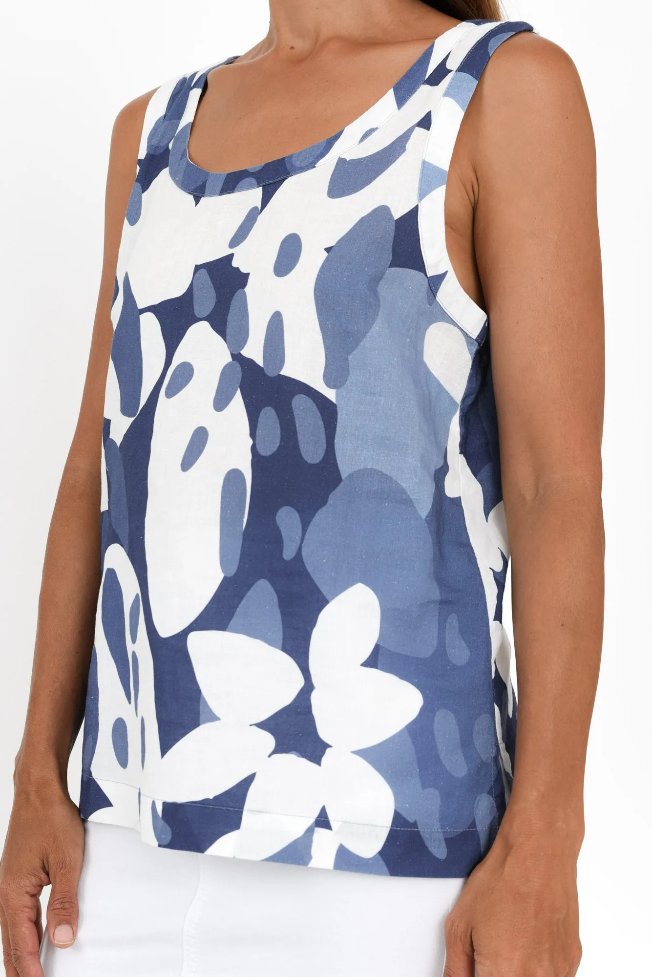 Katsia Blue Abstract Linen Cotton Tank sold by Blue Bungalow product image thumbnail 5
