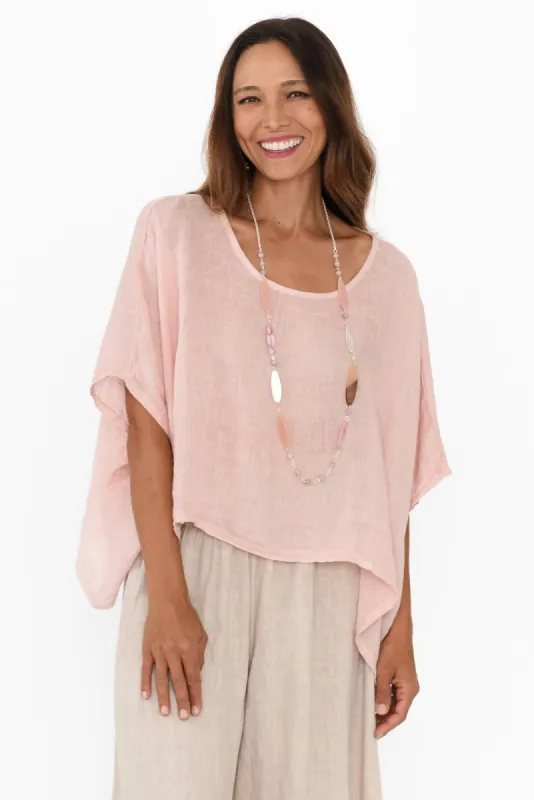 Tulum Blush Linen Scoop Neck Top sold by Blue Bungalow