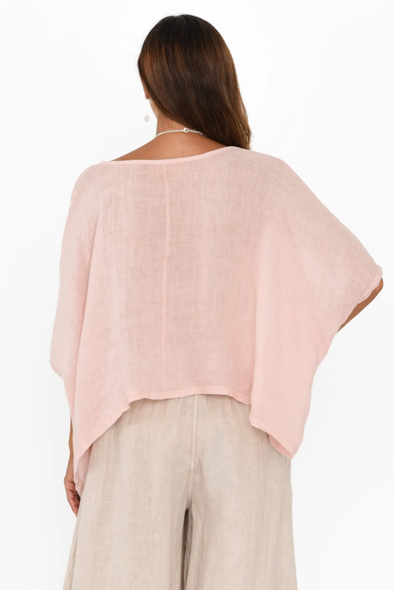 Tulum Blush Linen Scoop Neck Top sold by Blue Bungalow product image thumbnail 4