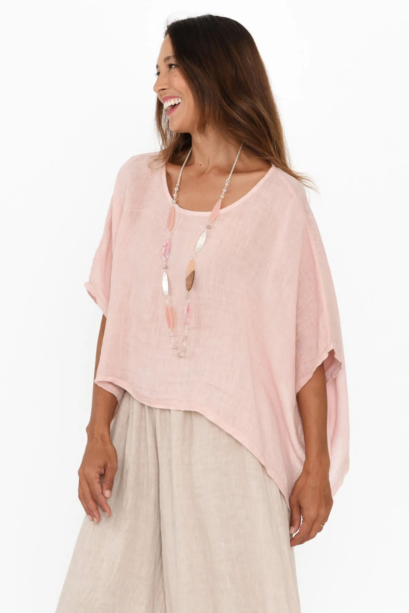 Tulum Blush Linen Scoop Neck Top sold by Blue Bungalow product image thumbnail 3