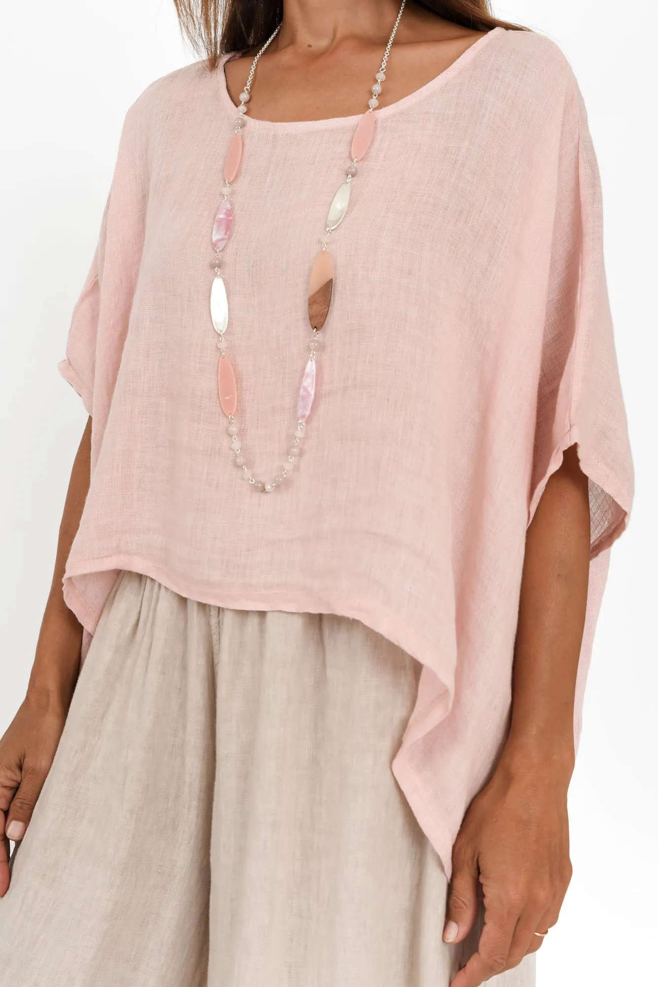 Tulum Blush Linen Scoop Neck Top sold by Blue Bungalow product image thumbnail 5