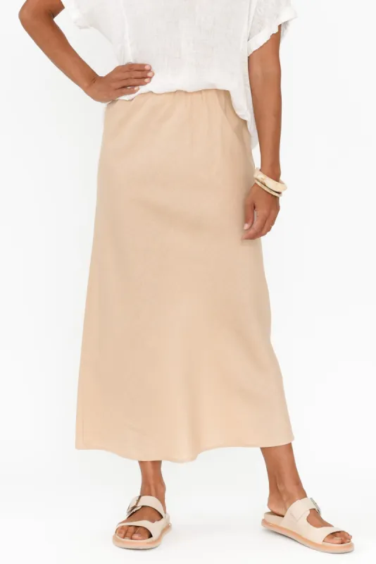 Marcello Beige Linen Blend Skirt sold by Blue Bungalow