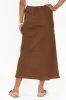 Marcello Chocolate Linen Blend Skirt sold by Blue Bungalow
