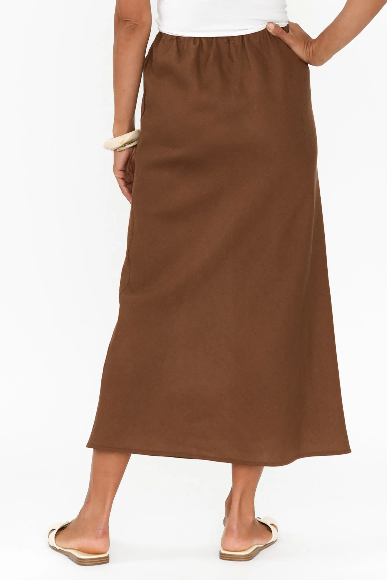 Marcello Chocolate Linen Blend Skirt sold by Blue Bungalow product image thumbnail 4