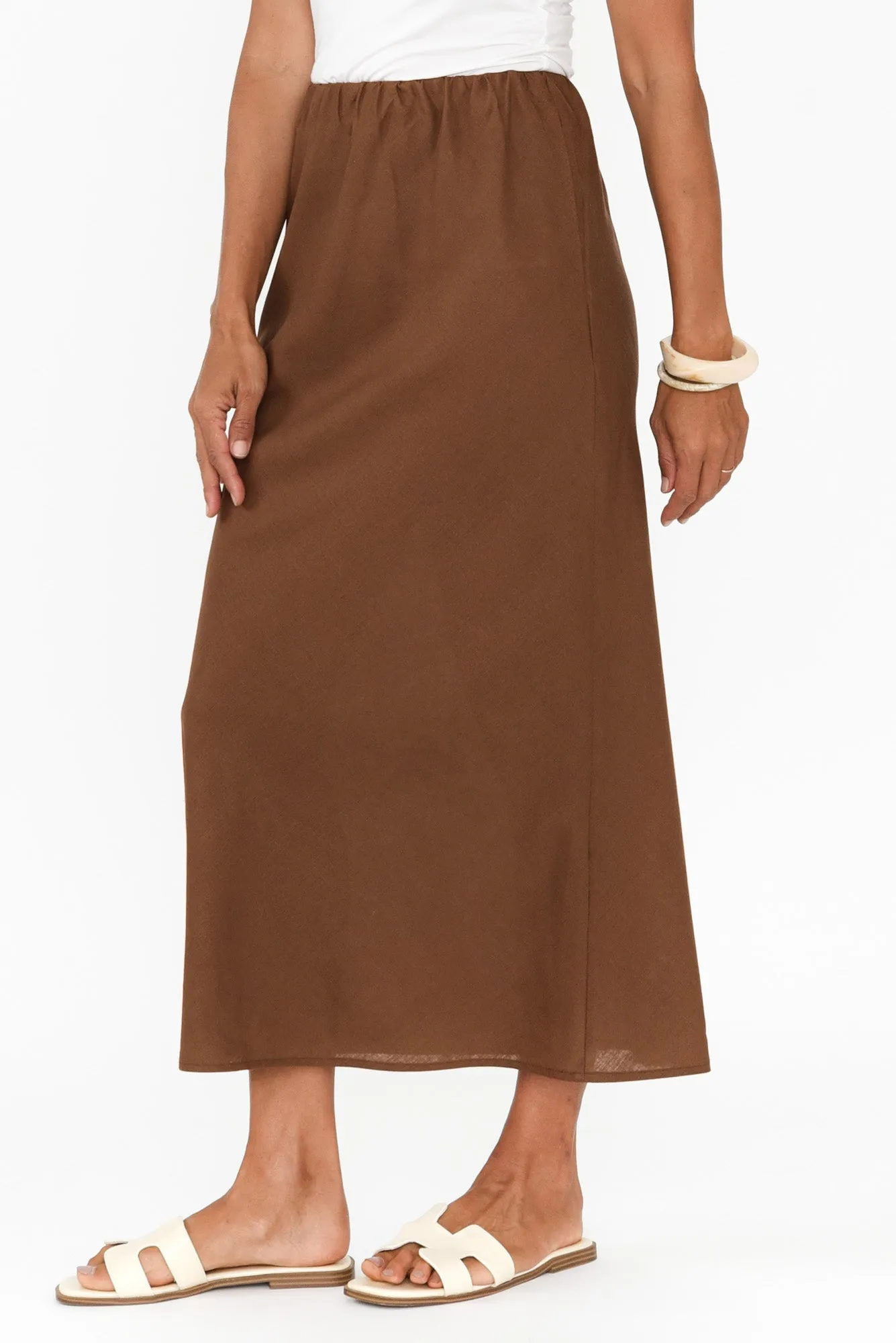Marcello Chocolate Linen Blend Skirt sold by Blue Bungalow product image thumbnail 3