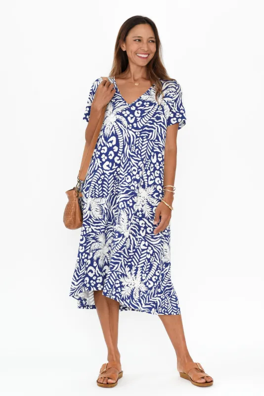 Tiffany Blue Palm Bamboo Tee Dress sold by Blue Bungalow