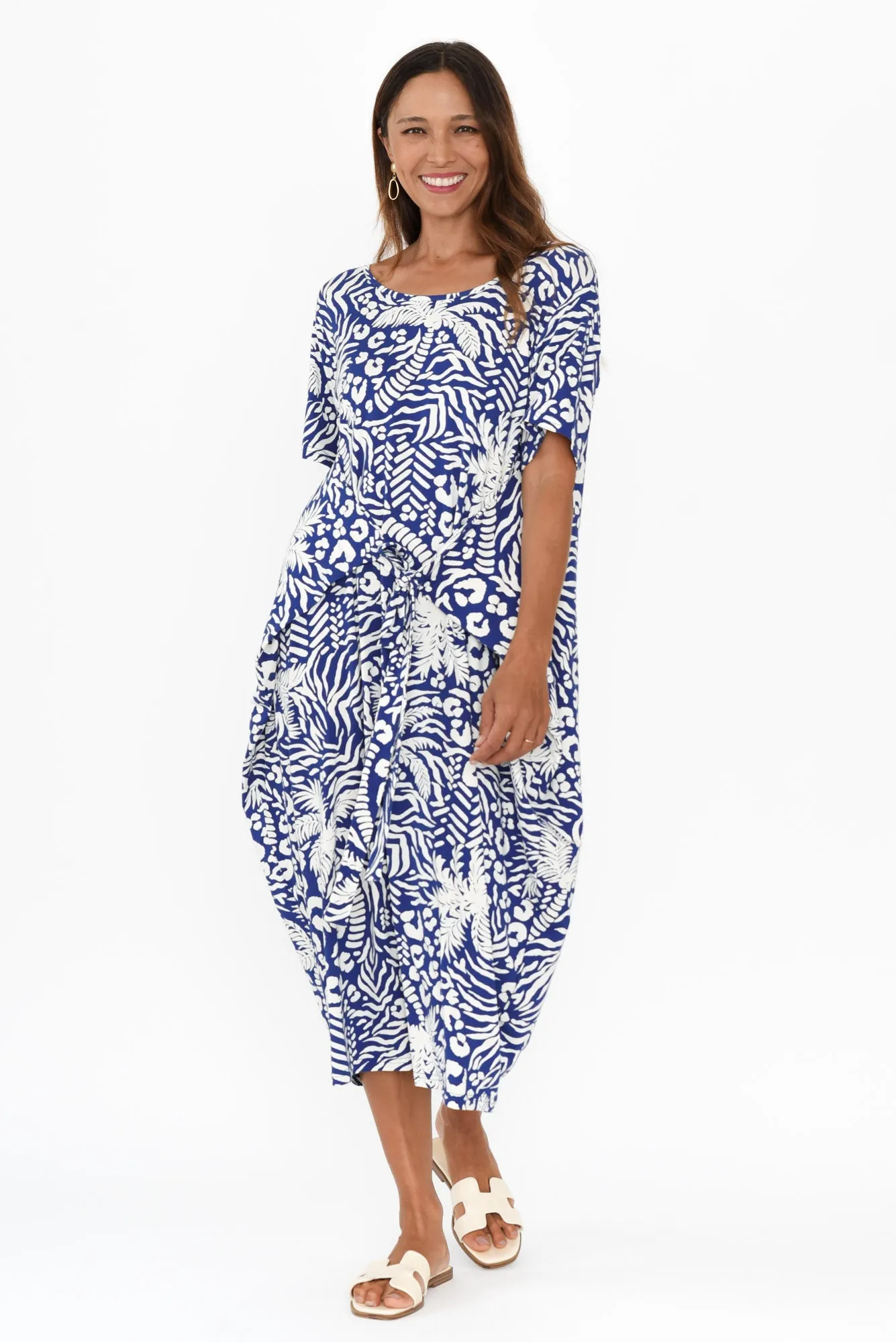 Tidal Blue Palm Layered Bamboo Dress sold by Blue Bungalow product image thumbnail 2