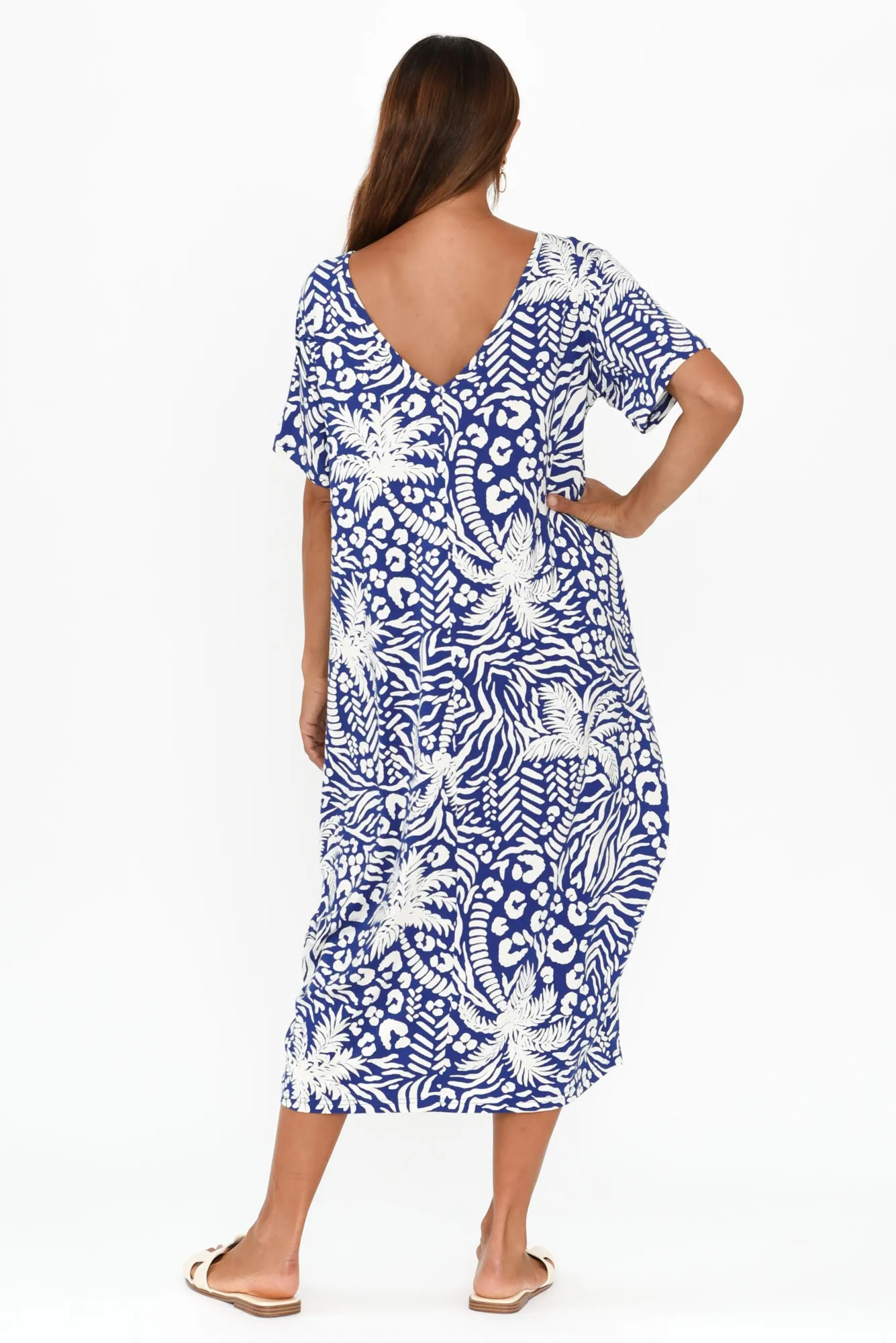 Tidal Blue Palm Layered Bamboo Dress sold by Blue Bungalow product image thumbnail 5