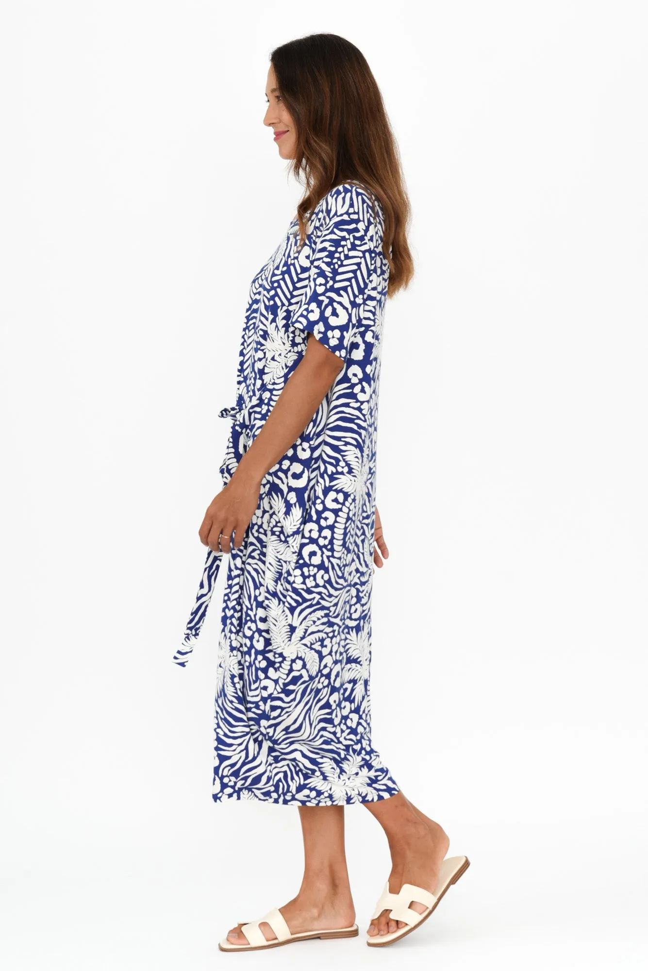 Tidal Blue Palm Layered Bamboo Dress sold by Blue Bungalow product image thumbnail 3