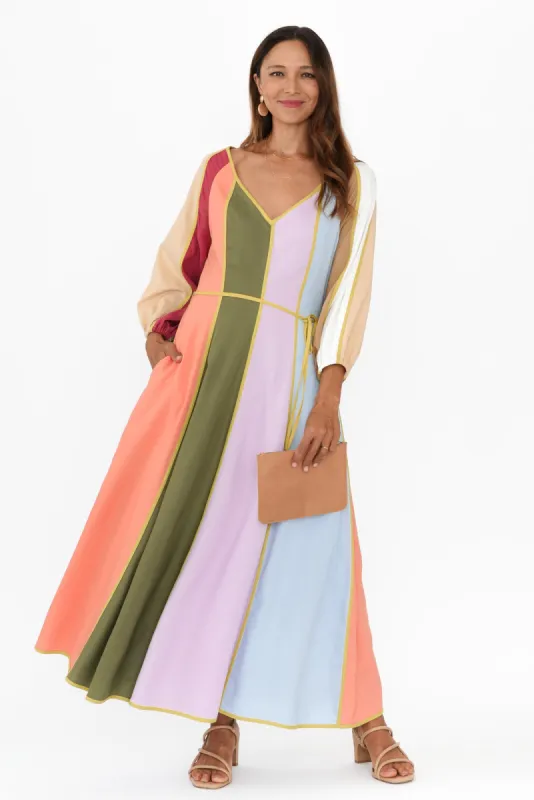 Jewel Multi Stripe Linen Blend Dress sold by Blue Bungalow