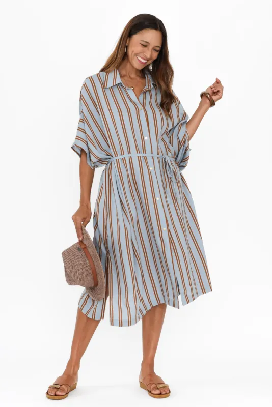 Grounded Blue Stripe Tie Dress sold by Blue Bungalow