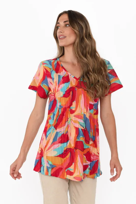 Fia Orange Floral Crinkle Cotton Top sold by Blue Bungalow