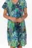 Sabina Blue Jungle Crinkle Cotton Dress sold by Blue Bungalow