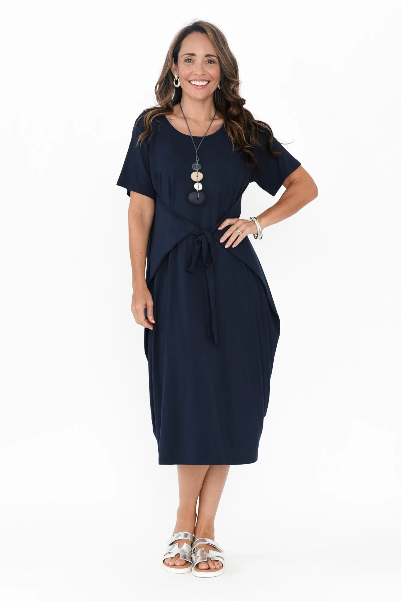Tidal Navy Layered Bamboo Dress sold by Blue Bungalow product image thumbnail 2