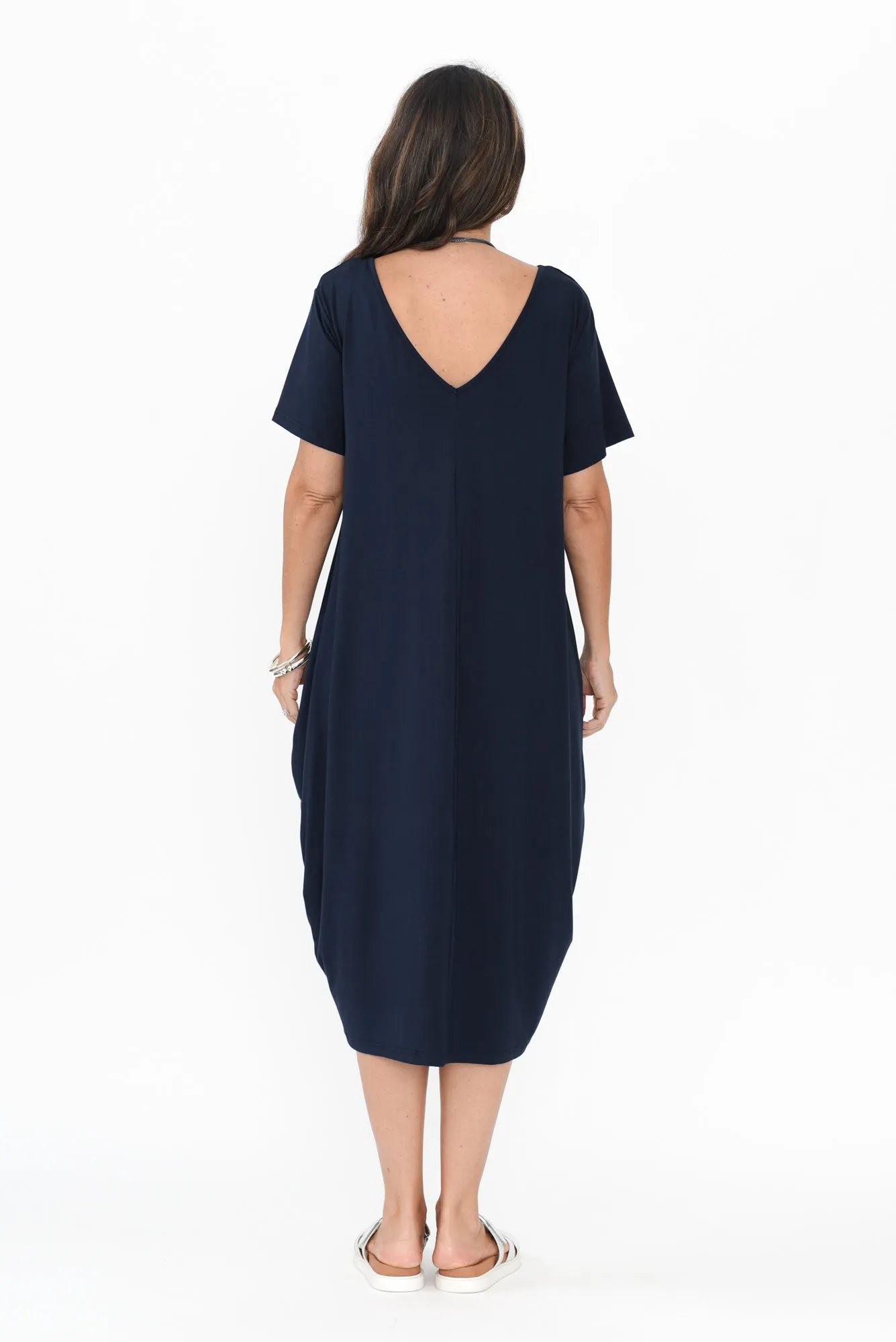 Tidal Navy Layered Bamboo Dress sold by Blue Bungalow product image thumbnail 4