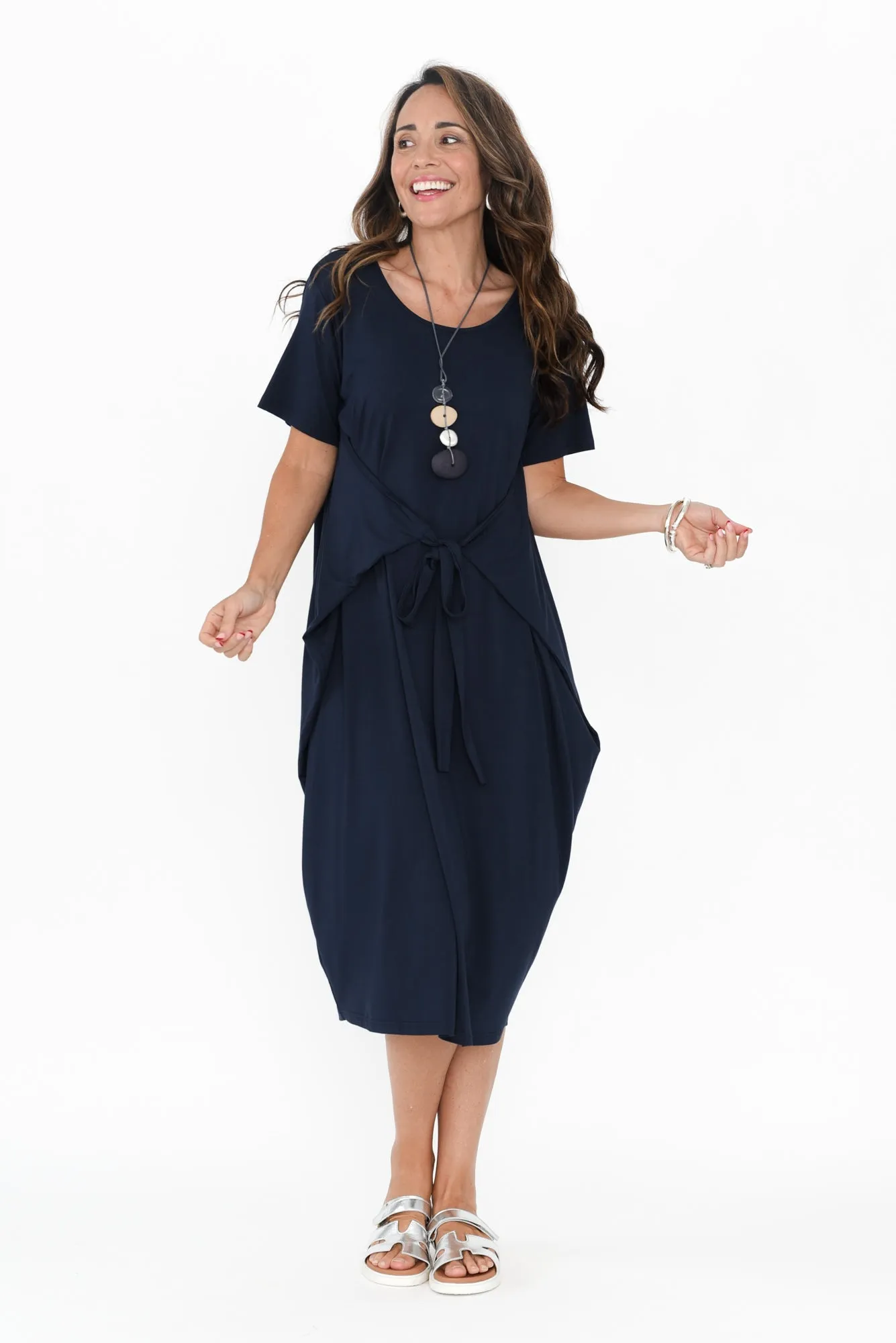 Tidal Navy Layered Bamboo Dress sold by Blue Bungalow