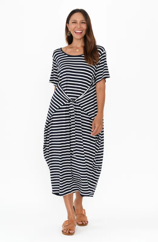 Tidal Navy Stripe Layered Bamboo Dress sold by Blue Bungalow