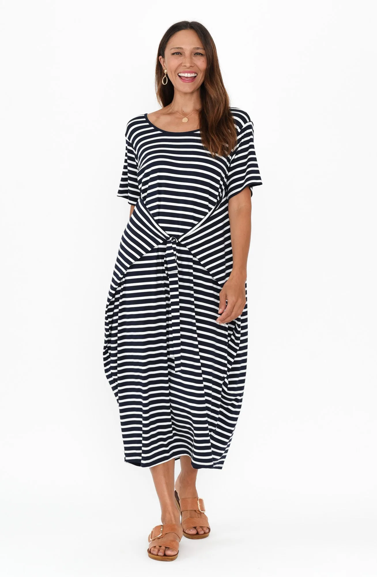 Tidal Navy Stripe Layered Bamboo Dress sold by Blue Bungalow