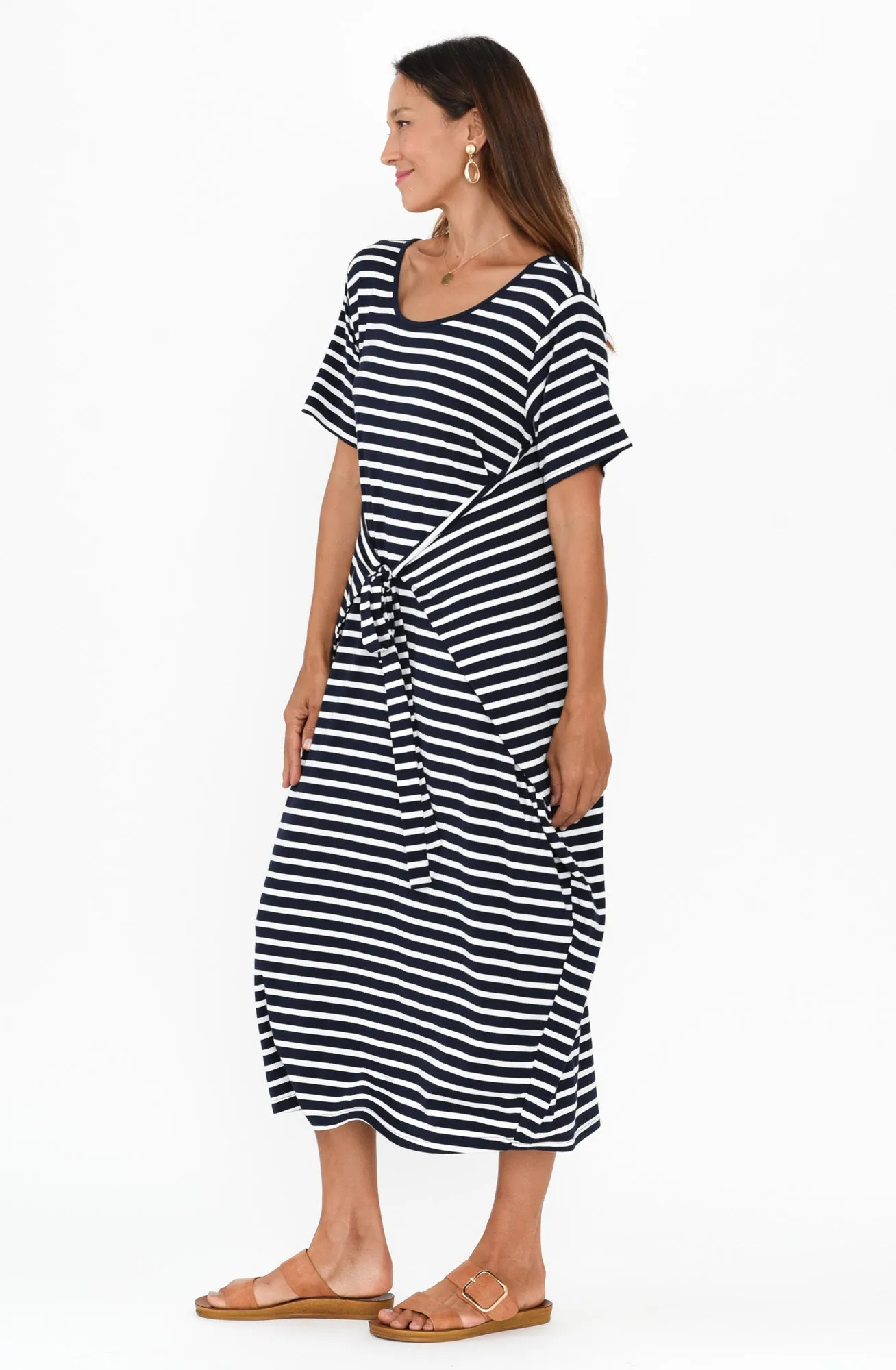 Tidal Navy Stripe Layered Bamboo Dress sold by Blue Bungalow product image thumbnail 3