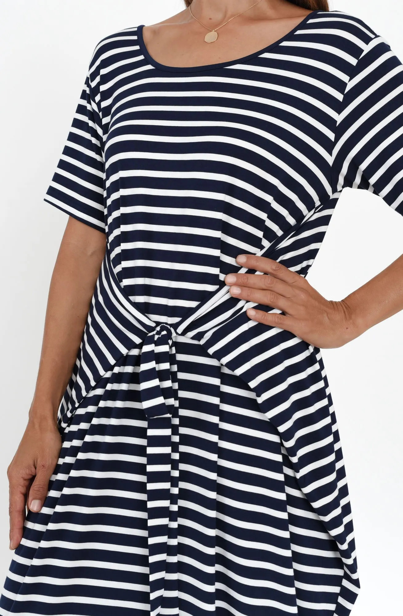 Tidal Navy Stripe Layered Bamboo Dress sold by Blue Bungalow product image thumbnail 5