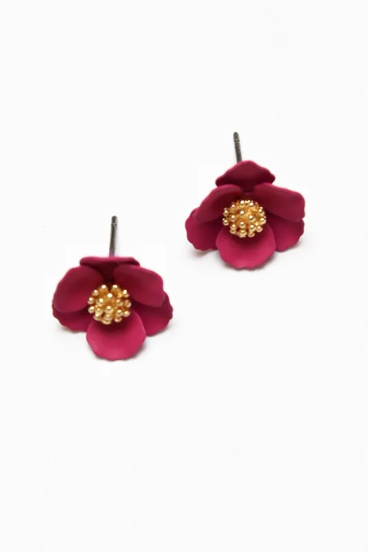 Poppy Fuchsia Stud Earrings sold by Blue Bungalow