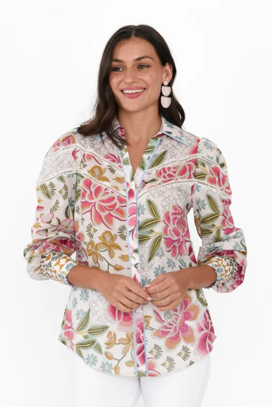 Wren Pink Floral Cotton Shirt sold by Blue Bungalow
