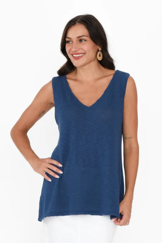 Finley Cobalt Cotton Knit Tank sold by Blue Bungalow