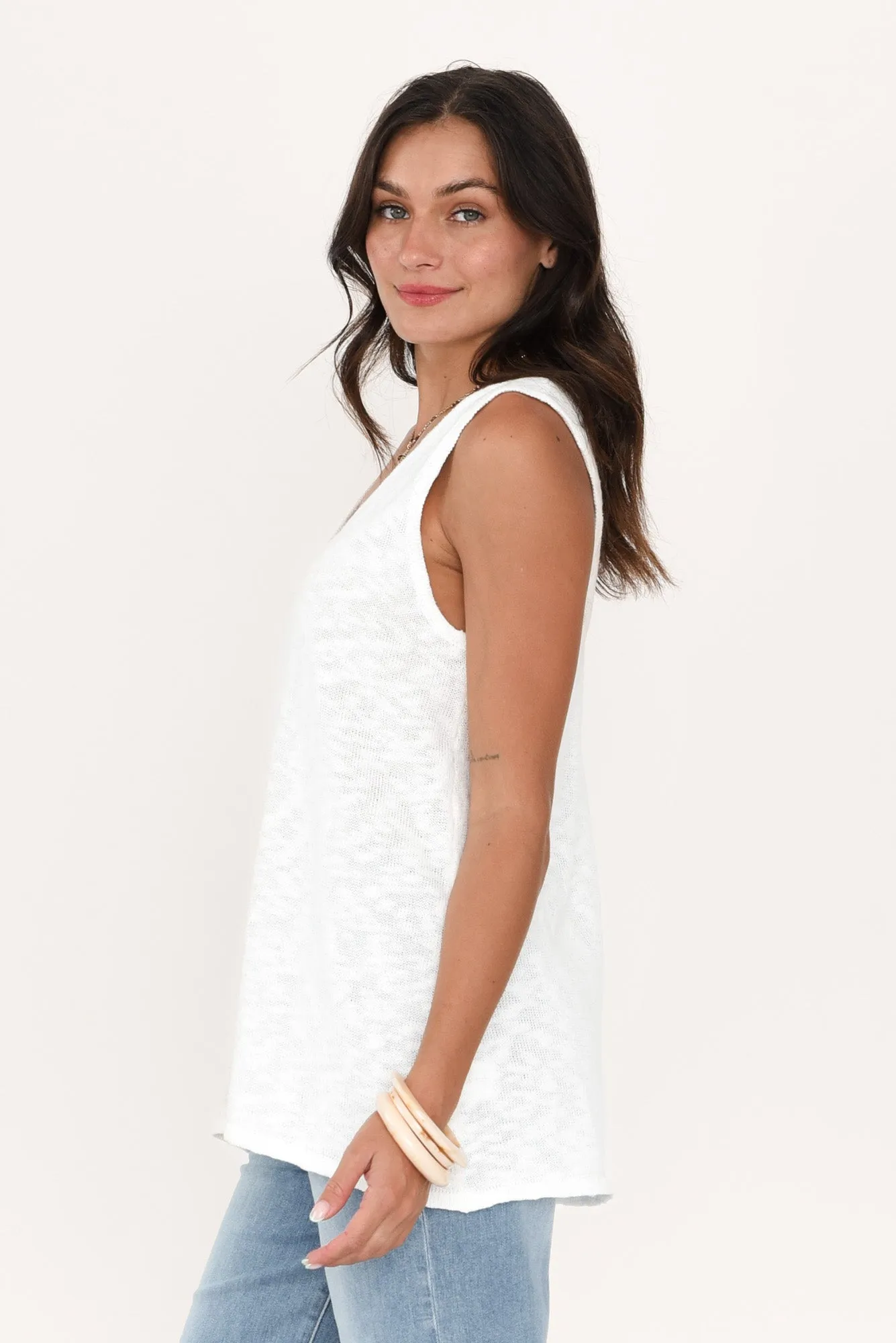Finley White Cotton Knit Tank sold by Blue Bungalow product image thumbnail 4