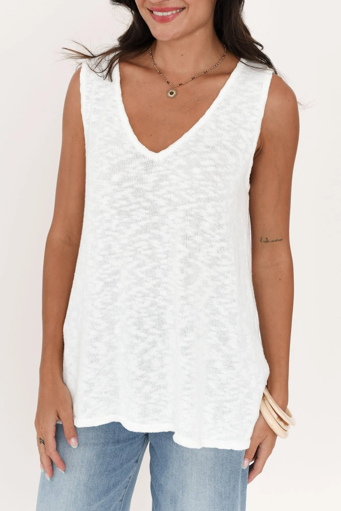 Finley White Cotton Knit Tank sold by Blue Bungalow product image thumbnail 3
