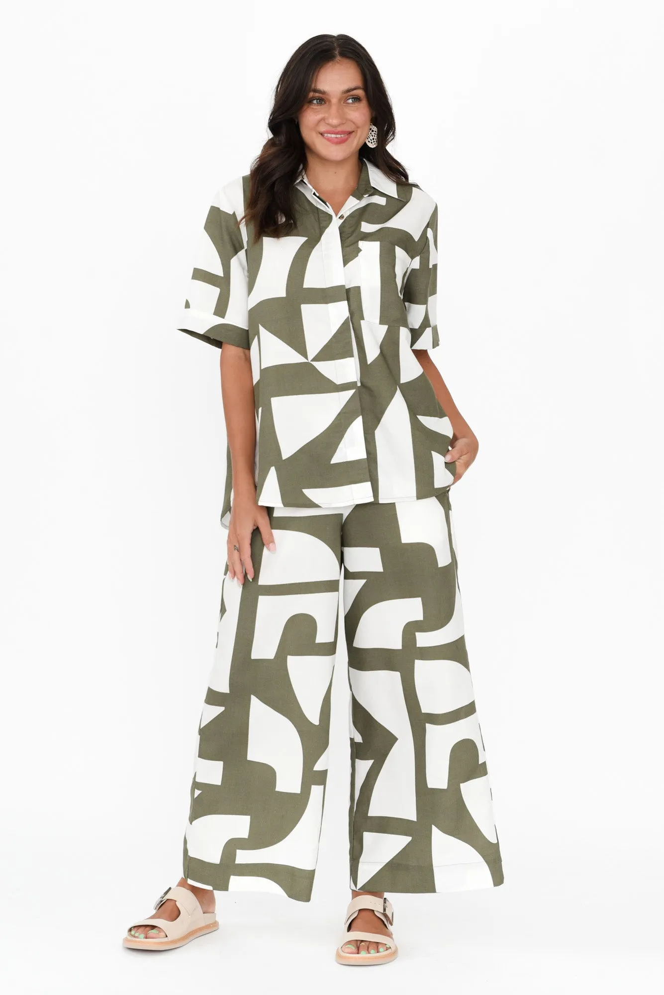 Dali Green Geo Lyocell Blend Pants sold by Blue Bungalow product image thumbnail 3