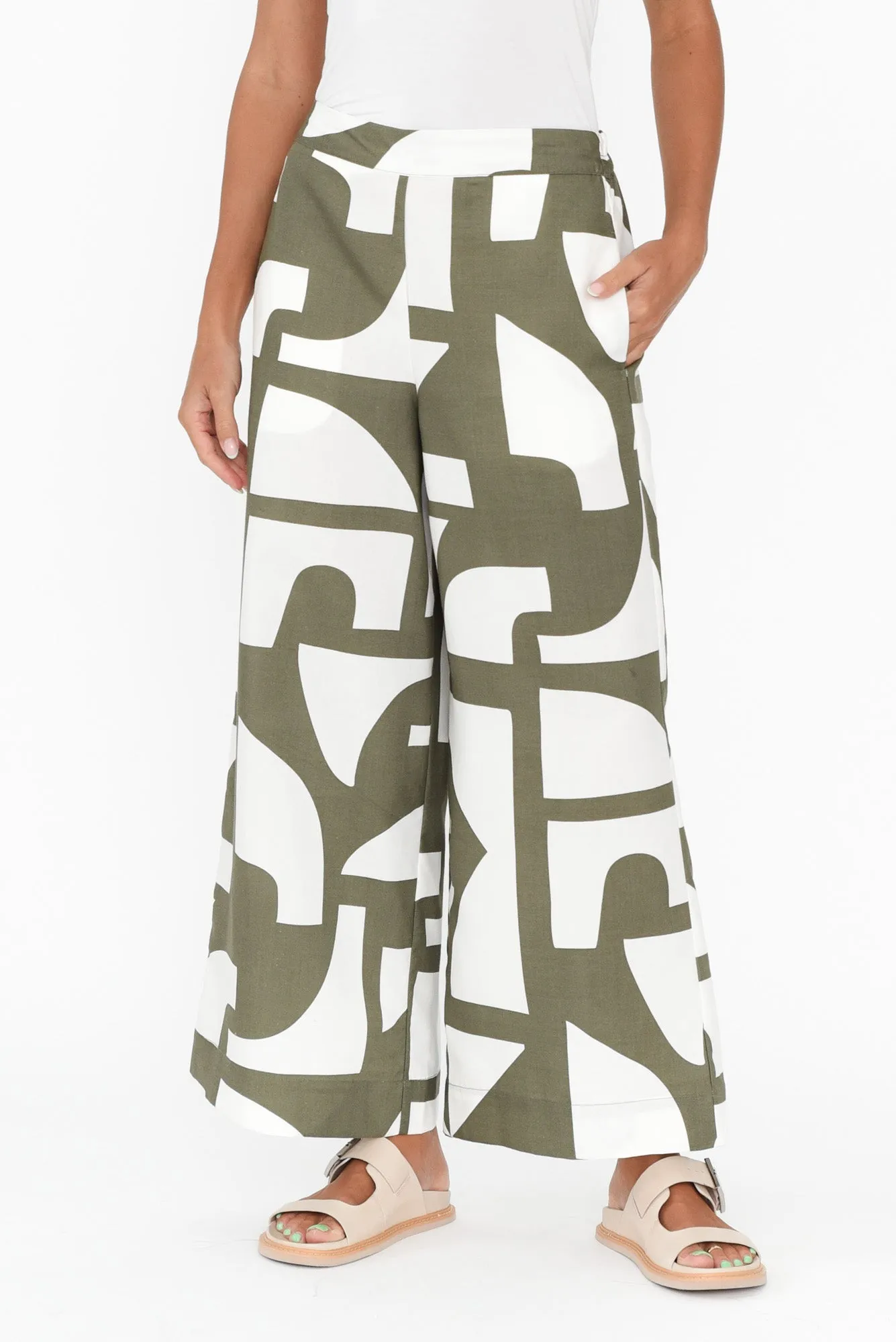 Dali Green Geo Lyocell Blend Pants sold by Blue Bungalow product image thumbnail 2