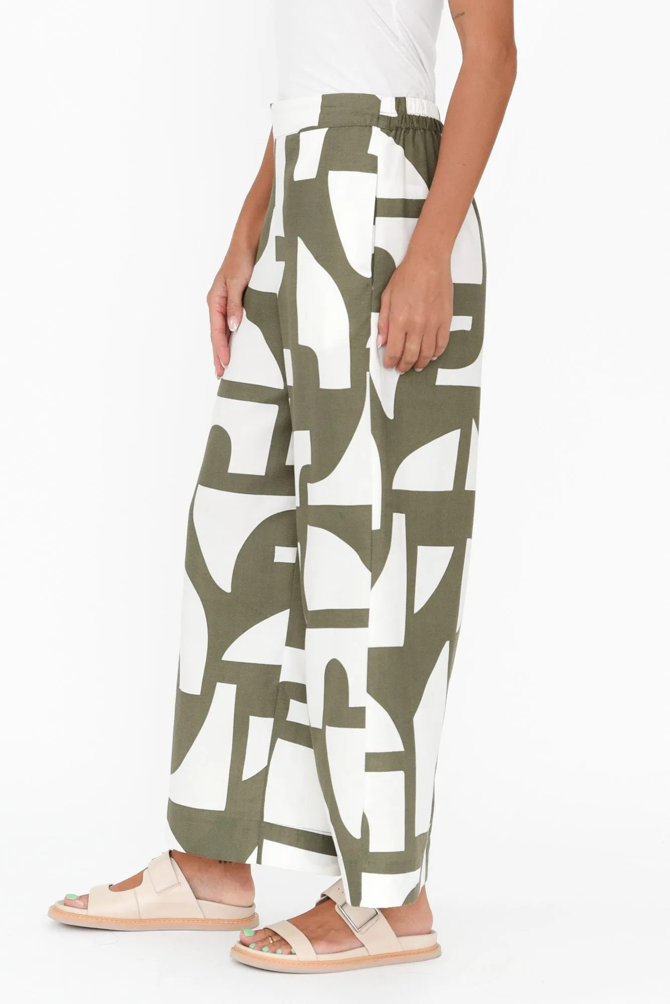 Dali Green Geo Lyocell Blend Pants sold by Blue Bungalow product image thumbnail 4