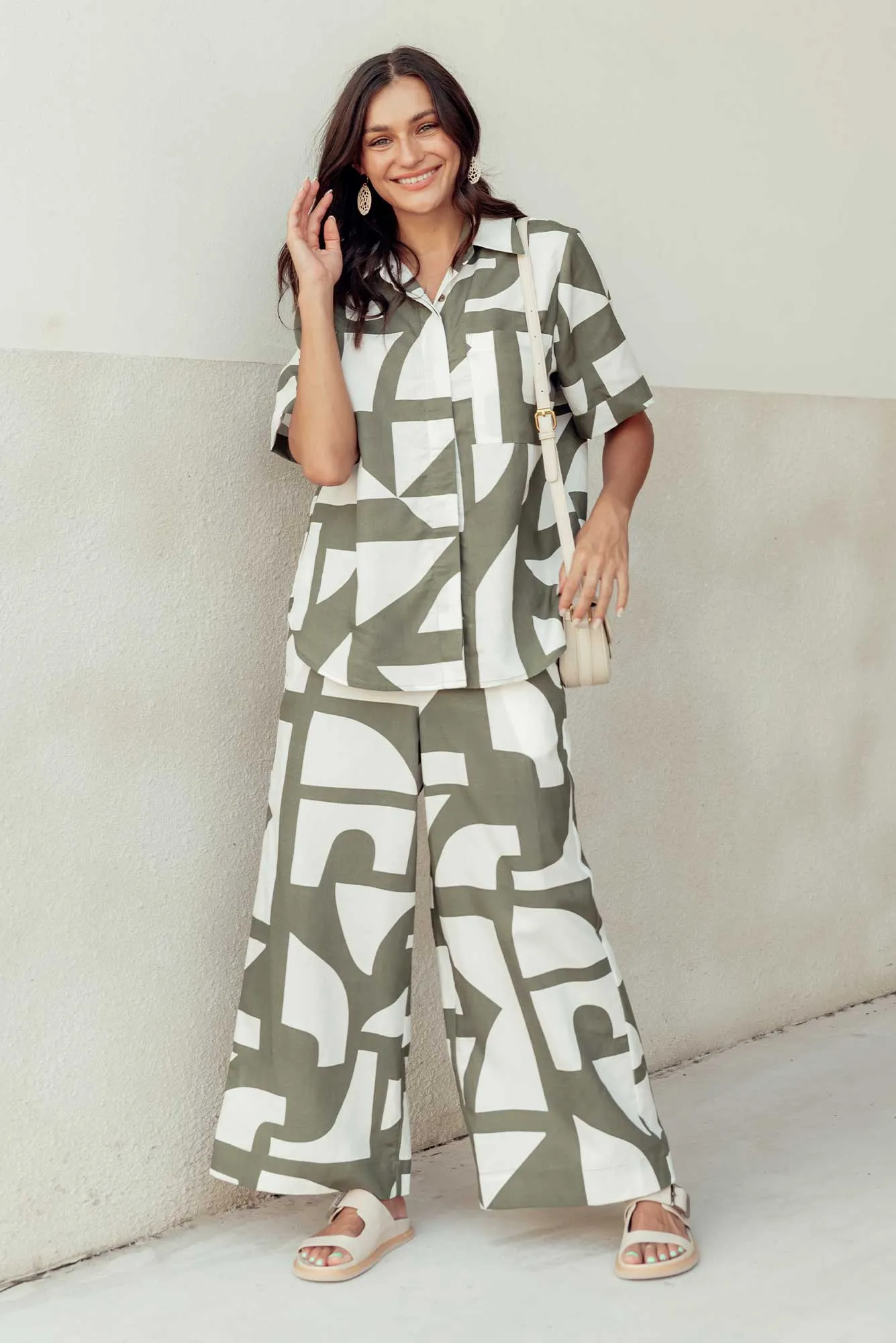 Dali Green Geo Lyocell Blend Pants sold by Blue Bungalow