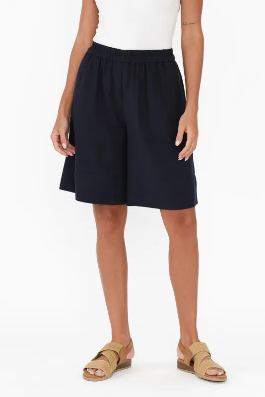 Ginny Navy Linen Blend Shorts sold by Blue Bungalow