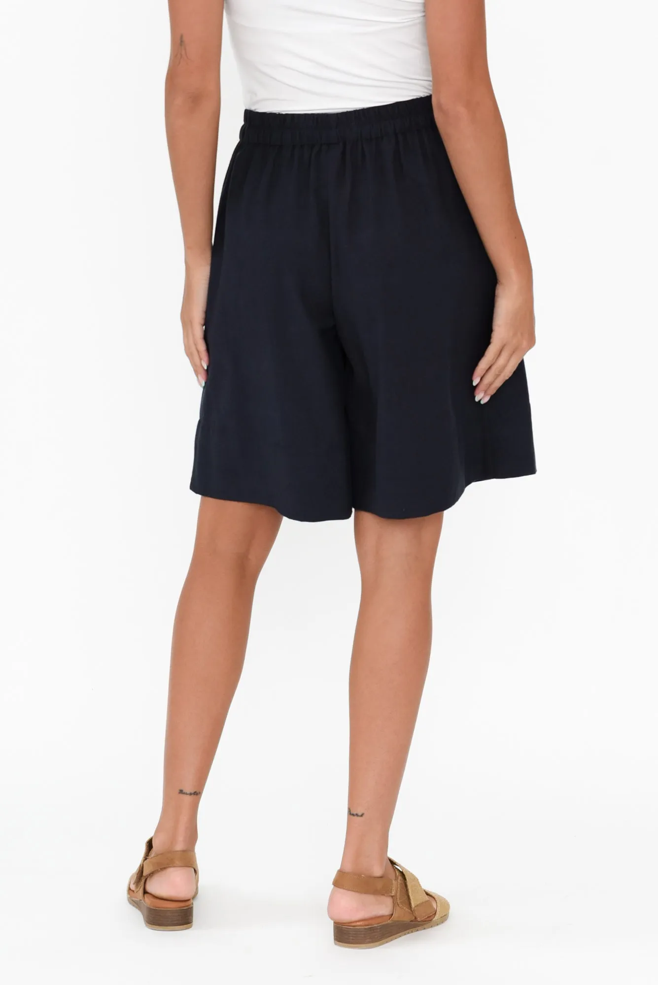 Ginny Navy Linen Blend Shorts sold by Blue Bungalow product image thumbnail 4