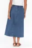 Amanda Blue Stretch Denim Midi Skirt sold by Blue Bungalow