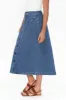 Amanda Blue Stretch Denim Midi Skirt sold by Blue Bungalow