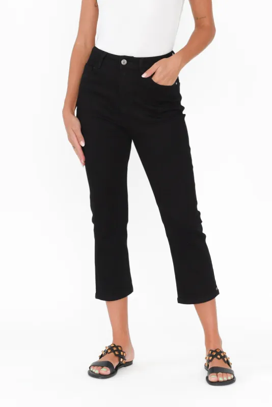 Mollie Black Stretch Denim Capri Jeans sold by Blue Bungalow