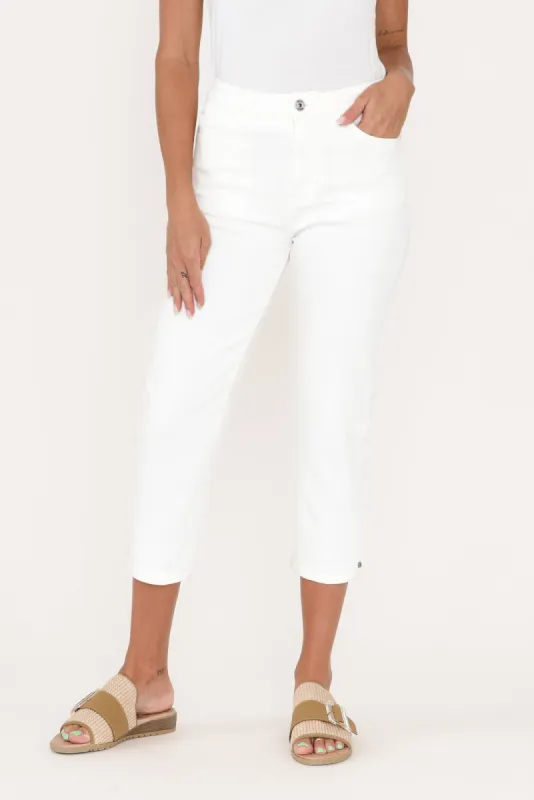 Mollie White Stretch Denim Capri Jeans sold by Blue Bungalow