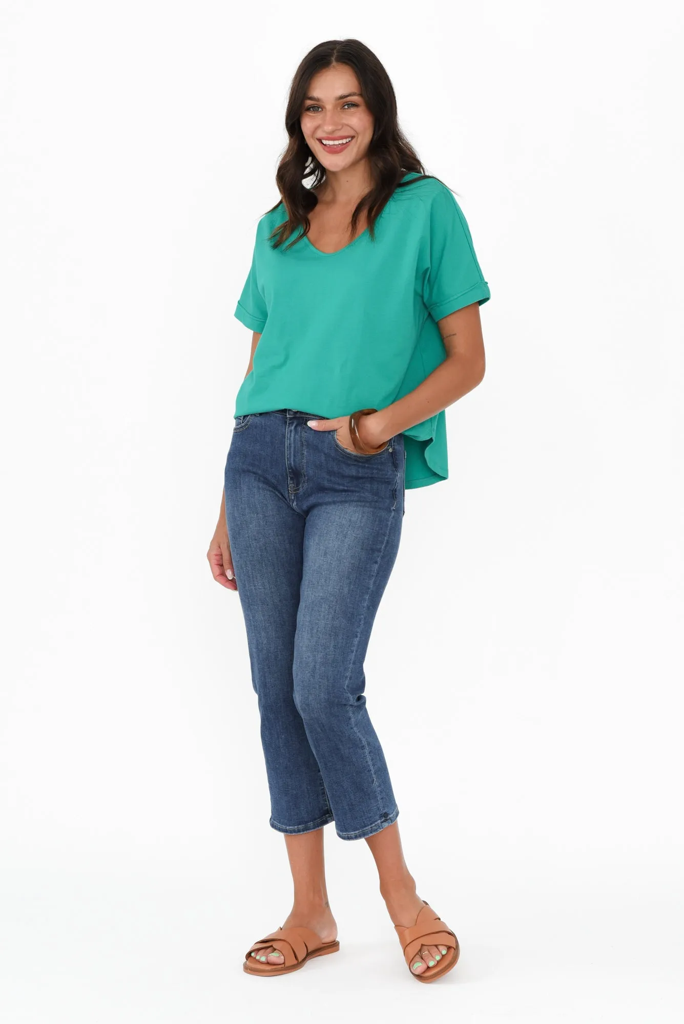 Mollie Blue Stretch Denim Capri Jeans sold by Blue Bungalow product image thumbnail 2