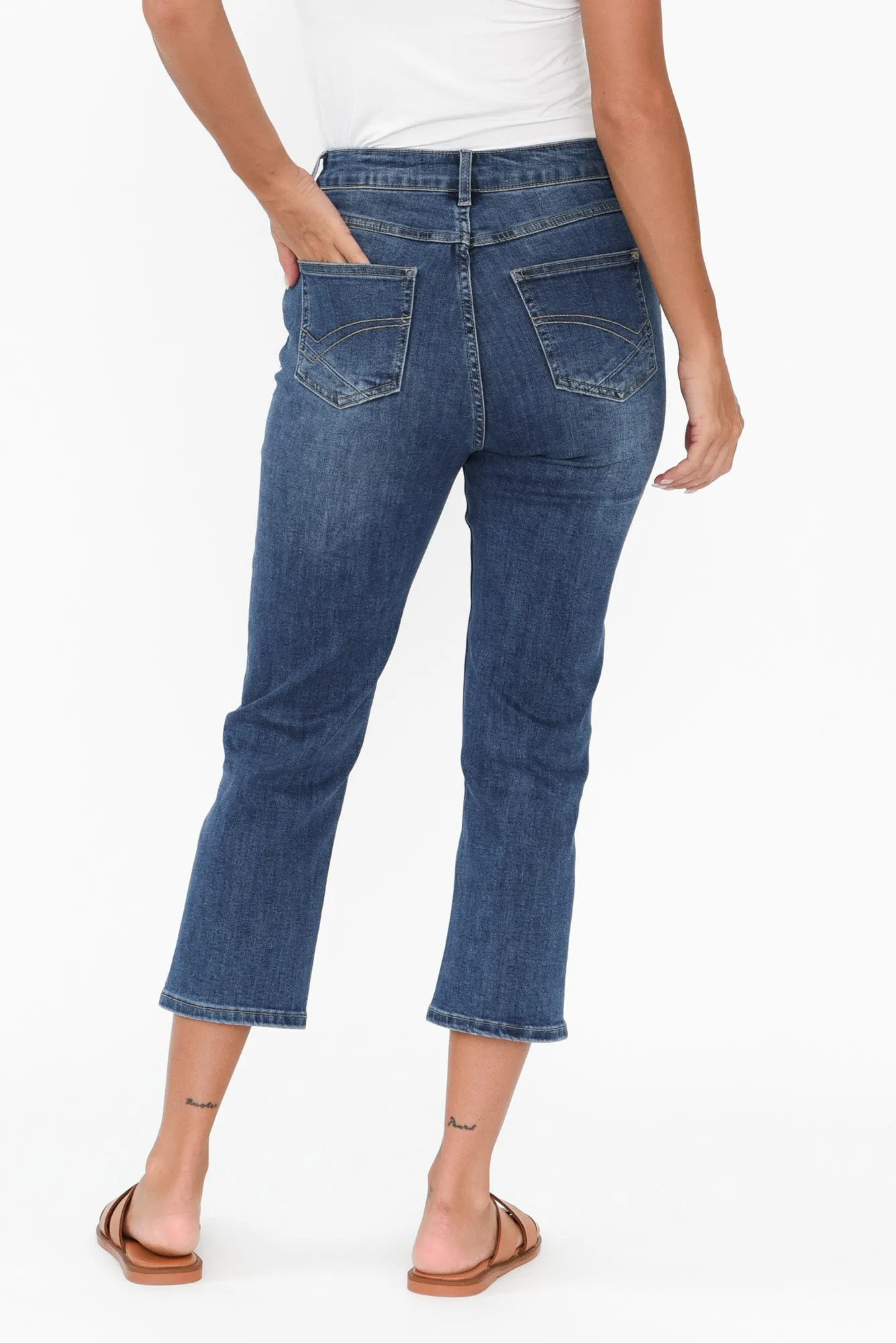 Mollie Blue Stretch Denim Capri Jeans sold by Blue Bungalow product image thumbnail 4