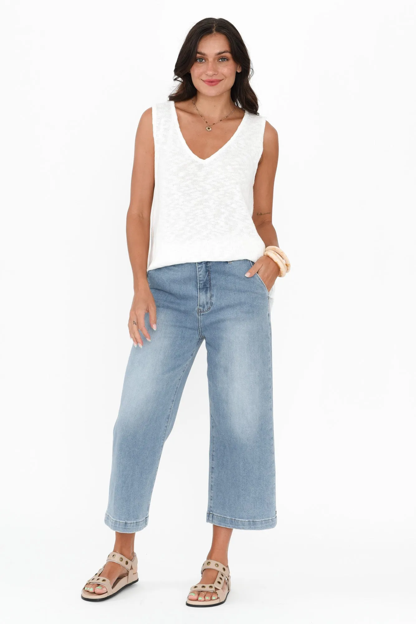 Sidney Blue Denim Cropped Jeans sold by Blue Bungalow product image thumbnail 2