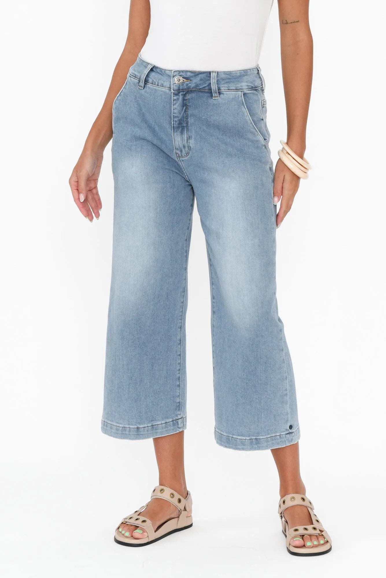 Sidney Blue Denim Cropped Jeans sold by Blue Bungalow