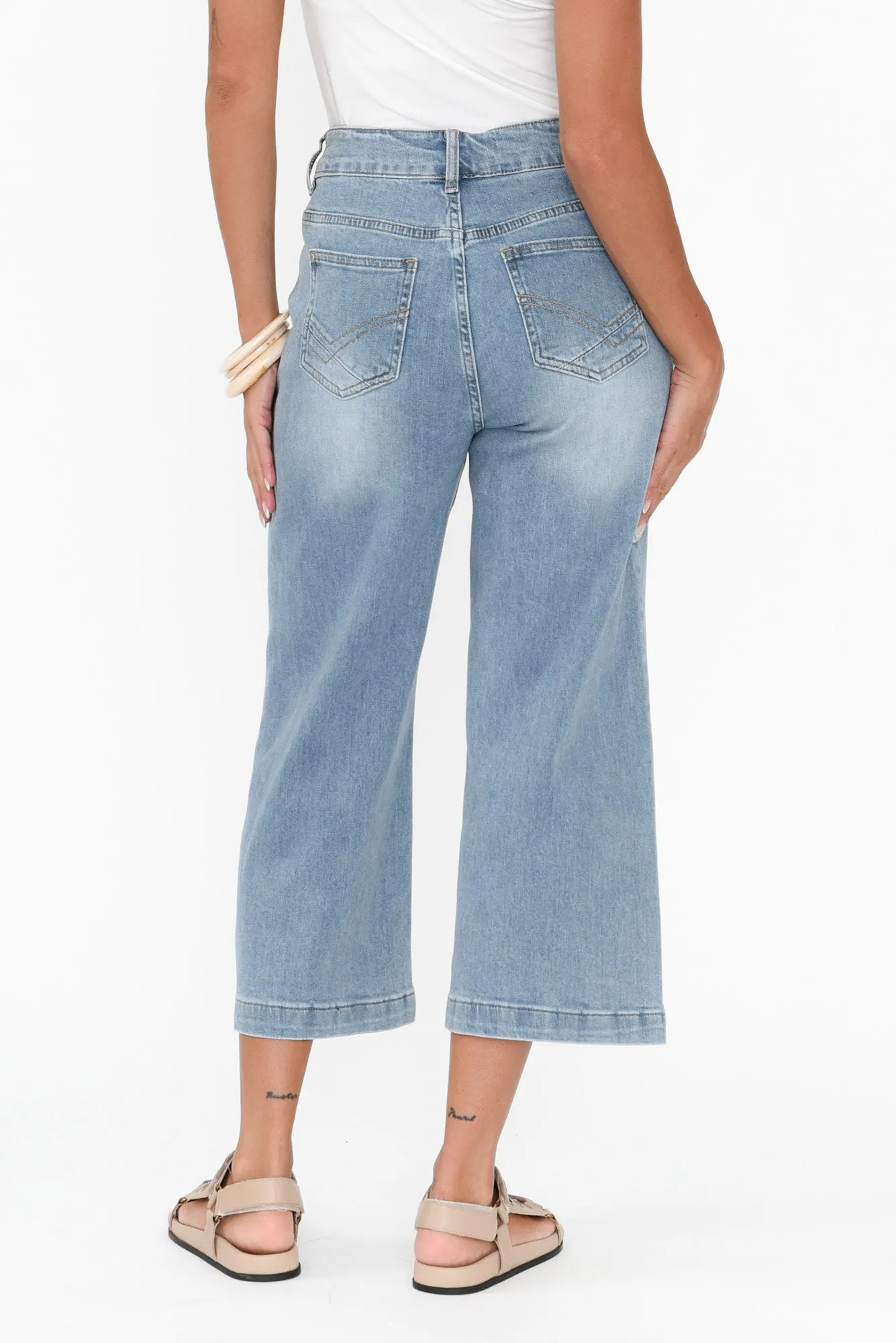 Sidney Blue Denim Cropped Jeans sold by Blue Bungalow product image thumbnail 4
