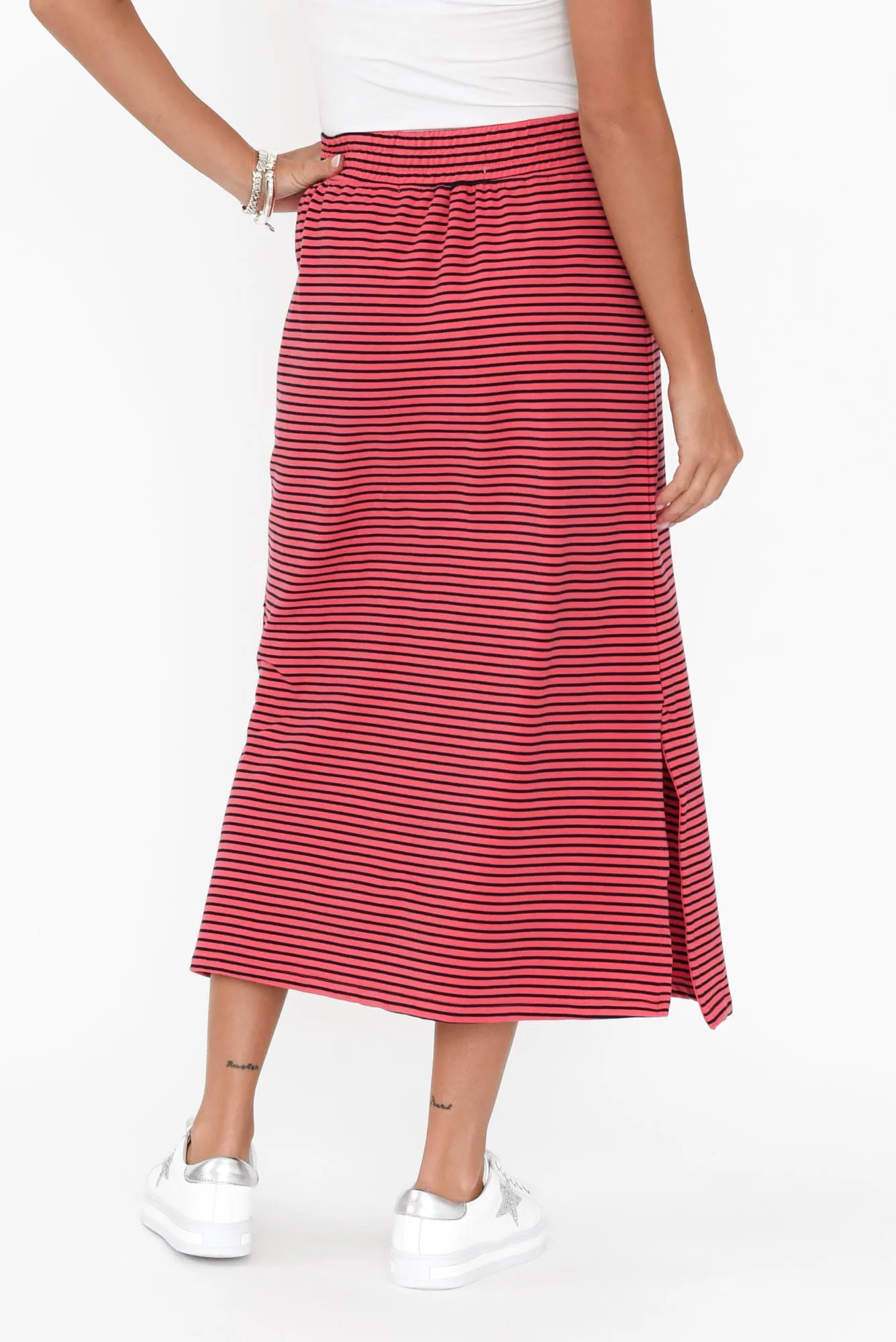 Travel Red Stripe Cotton Maxi Skirt sold by Blue Bungalow product image thumbnail 5