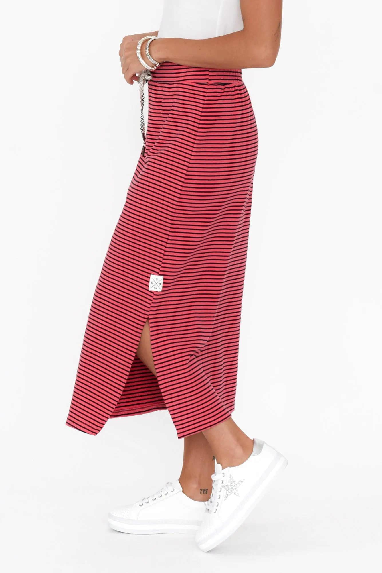 Travel Red Stripe Cotton Maxi Skirt sold by Blue Bungalow product image thumbnail 4